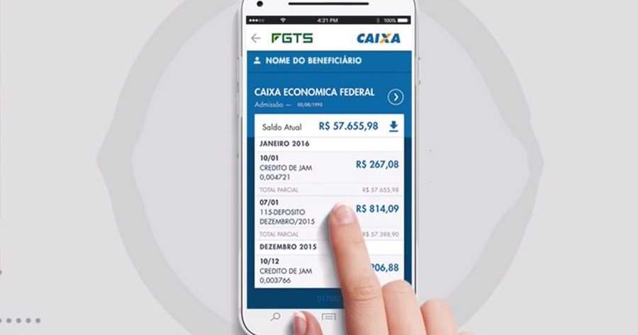 Como identificar os créditos complementares e o crédito de Jam dentro do app Meu FGTS. Fonte: Blog Valter dos Santos.