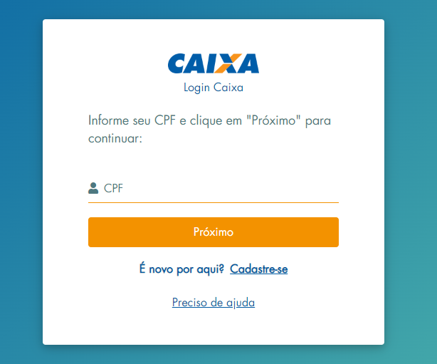 Página de cadastro para participar do leilão de imóveis da caixa econômica. Fonte: Caixa. 